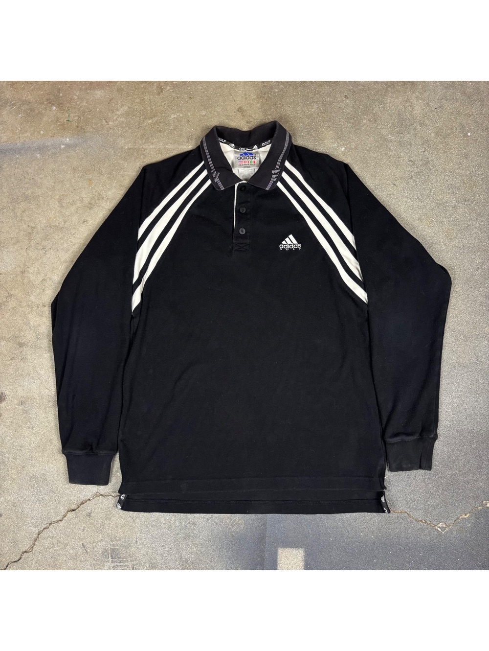 Vintage Adidas Golf Black White Long Sleeve Polo Shirt